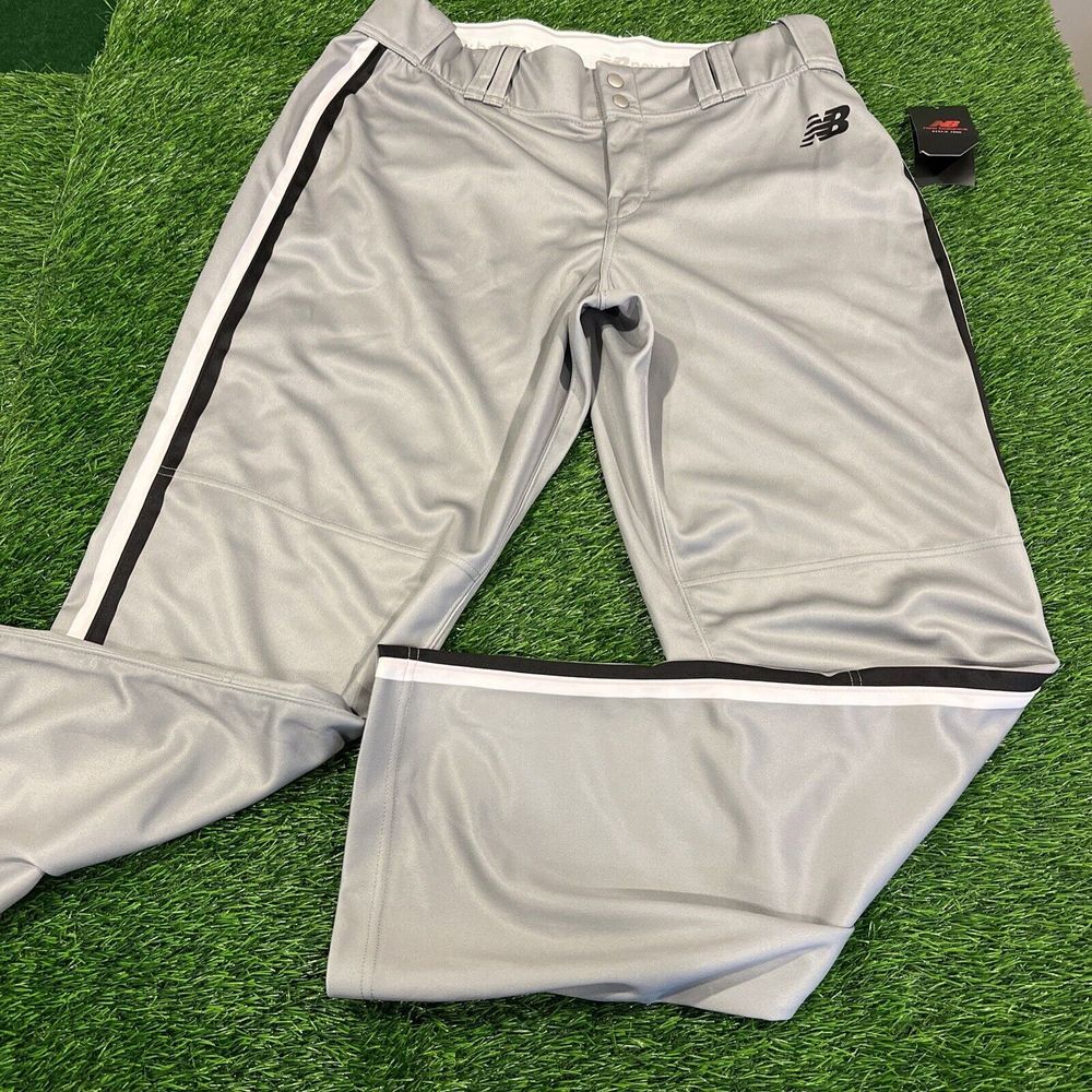 New‎ Balance Baseball Pants 36x33 Gray Piped Joggers Sweatpants [Tag size = 38]